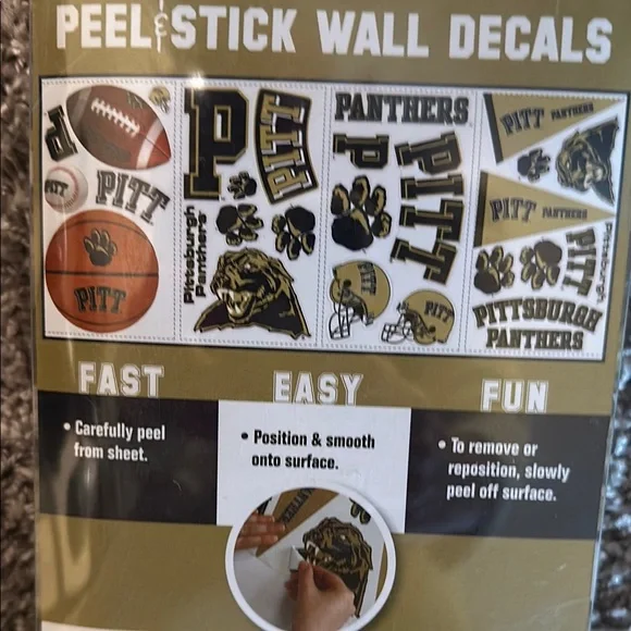 3/$15 Vintage Pitt Peel and Stick Wall Decals University of Pittsburgh Panthers - Picture 3 of 5